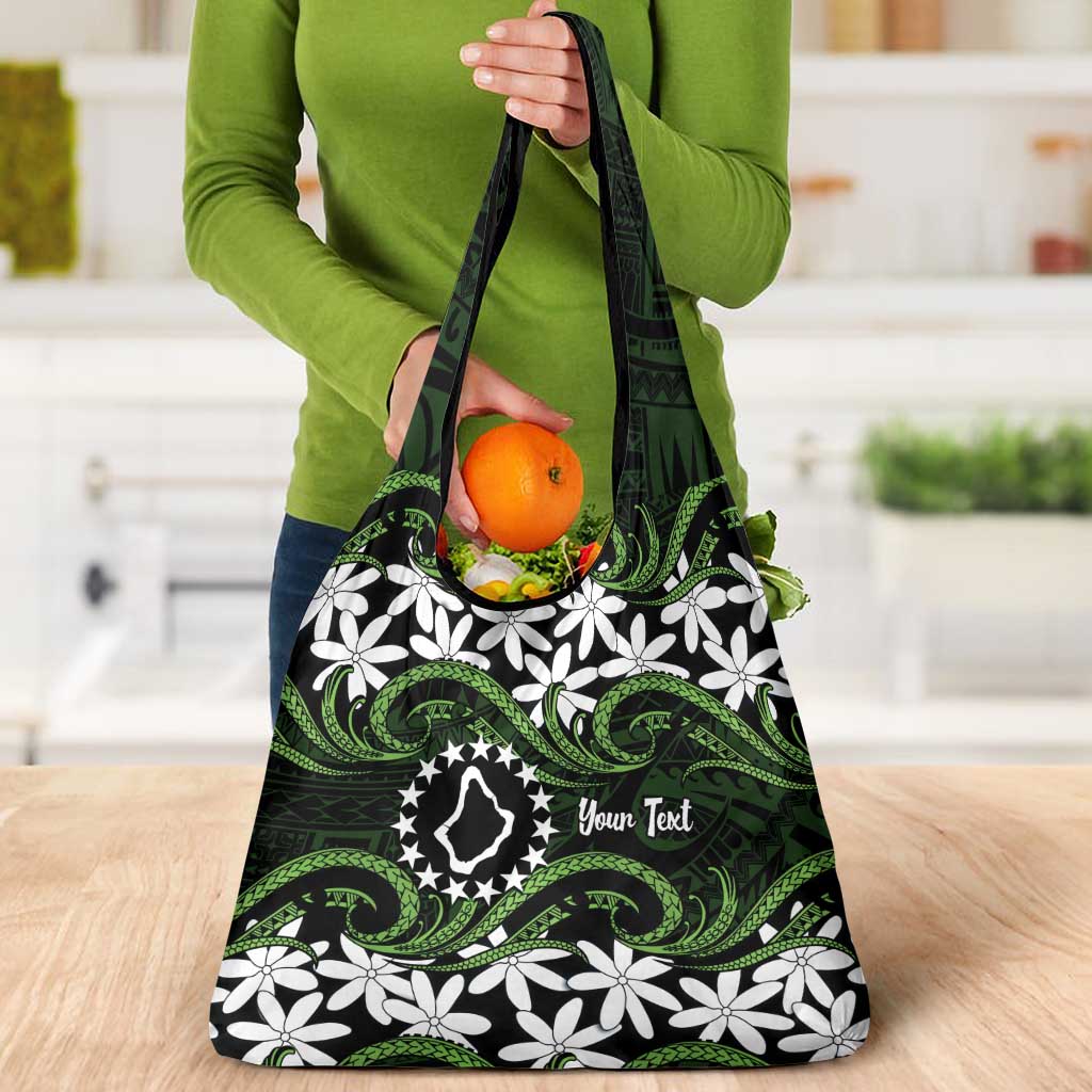 Personalised Cook Islands Palmerston Grocery Bag Tiare Maori Polynesian Waves Tattoo LT14 - Polynesian Pride