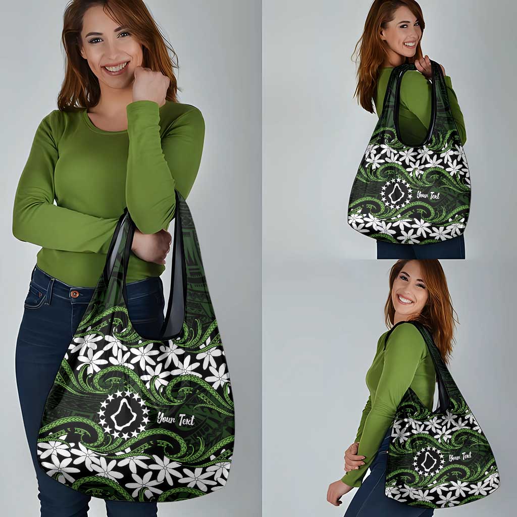 Personalised Cook Islands Palmerston Grocery Bag Tiare Maori Polynesian Waves Tattoo LT14 - Polynesian Pride