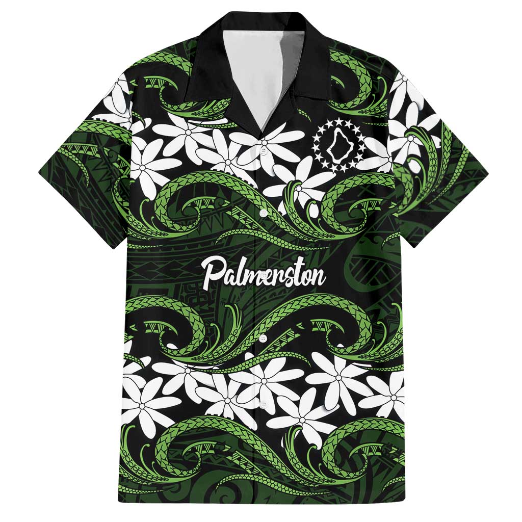 Personalised Cook Islands Palmerston Hawaiian Shirt Tiare Maori Polynesian Waves Tattoo