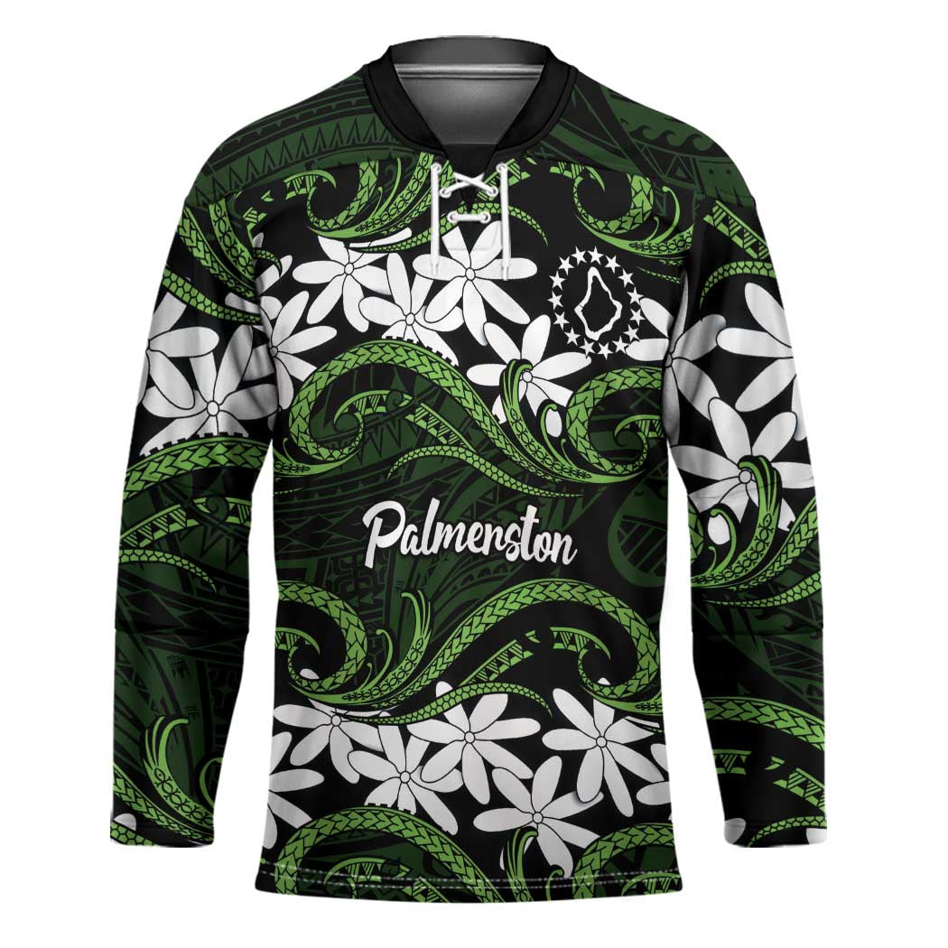 Personalised Cook Islands Palmerston Hockey Jersey Tiare Maori Polynesian Waves Tattoo