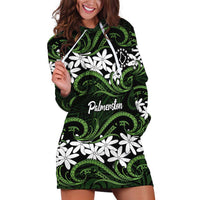 Personalised Cook Islands Palmerston Hoodie Dress Tiare Maori Polynesian Waves Tattoo LT14 Green - Polynesian Pride