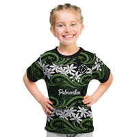 Personalised Cook Islands Palmerston Kid T Shirt Tiare Maori Polynesian Waves Tattoo