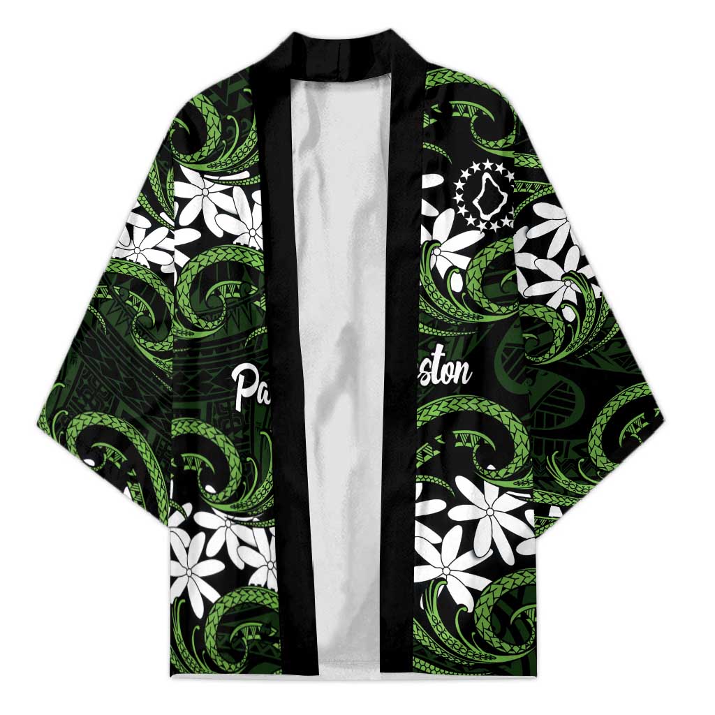 Personalised Cook Islands Palmerston Kimono Tiare Maori Polynesian Waves Tattoo LT14 Unisex Green - Polynesian Pride