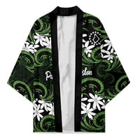 Personalised Cook Islands Palmerston Kimono Tiare Maori Polynesian Waves Tattoo LT14 Unisex Green - Polynesian Pride