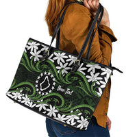 Personalised Cook Islands Palmerston Leather Tote Bag Tiare Maori Polynesian Waves Tattoo LT14 - Polynesian Pride