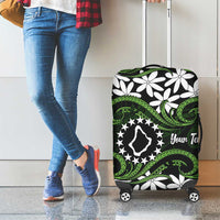 Personalised Cook Islands Palmerston Luggage Cover Tiare Maori Polynesian Waves Tattoo