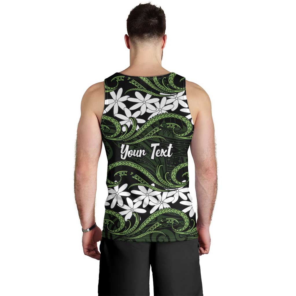 Personalised Cook Islands Palmerston Men Tank Top Tiare Maori Polynesian Waves Tattoo