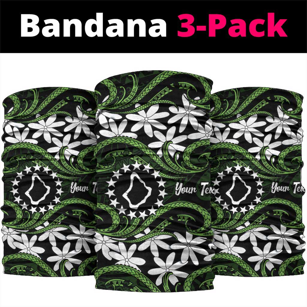 Personalised Cook Islands Palmerston Neck Gaiter Tiare Maori Polynesian Waves Tattoo LT14 package One Size: 25*50cm Green - Polynesian Pride