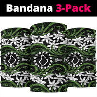 Personalised Cook Islands Palmerston Neck Gaiter Tiare Maori Polynesian Waves Tattoo LT14 package One Size: 25*50cm Green - Polynesian Pride