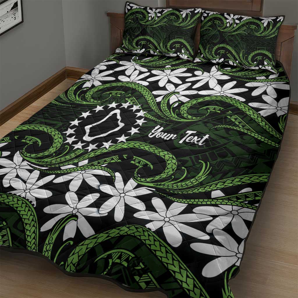 Personalised Cook Islands Palmerston Quilt Bed Set Tiare Maori Polynesian Waves Tattoo