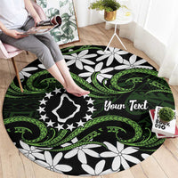 Personalised Cook Islands Palmerston Round Carpet Tiare Maori Polynesian Waves Tattoo