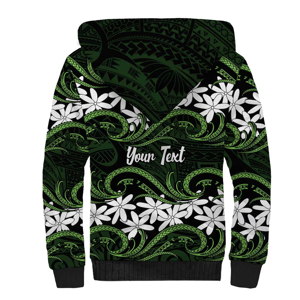 Personalised Cook Islands Palmerston Sherpa Hoodie Tiare Maori Polynesian Waves Tattoo LT14 - Polynesian Pride