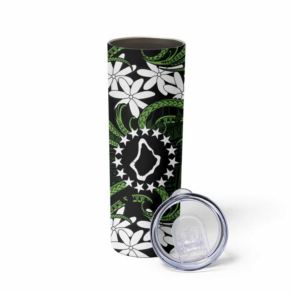Personalised Cook Islands Palmerston Skinny Tumbler Tiare Maori Polynesian Waves Tattoo LT14 - Polynesian Pride