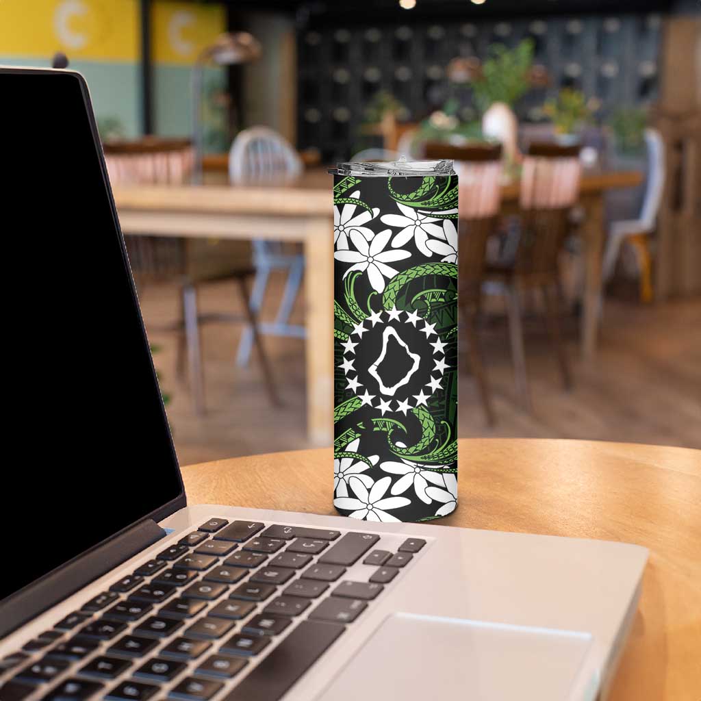 Personalised Cook Islands Palmerston Skinny Tumbler Tiare Maori Polynesian Waves Tattoo LT14 - Polynesian Pride