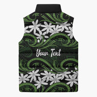 Personalised Cook Islands Palmerston Sleeveless Puffer Jacket Tiare Maori Polynesian Waves Tattoo LT14 - Polynesian Pride