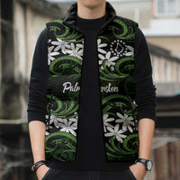 Personalised Cook Islands Palmerston Sleeveless Puffer Jacket Tiare Maori Polynesian Waves Tattoo LT14 - Polynesian Pride