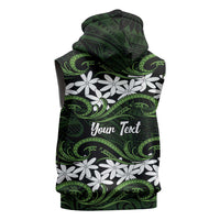 Personalised Cook Islands Palmerston Sleeveless Zip Hoodie Tiare Maori Polynesian Waves Tattoo LT14 - Polynesian Pride