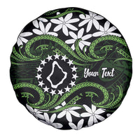 Personalised Cook Islands Palmerston Spare Tire Cover Tiare Maori Polynesian Waves Tattoo
