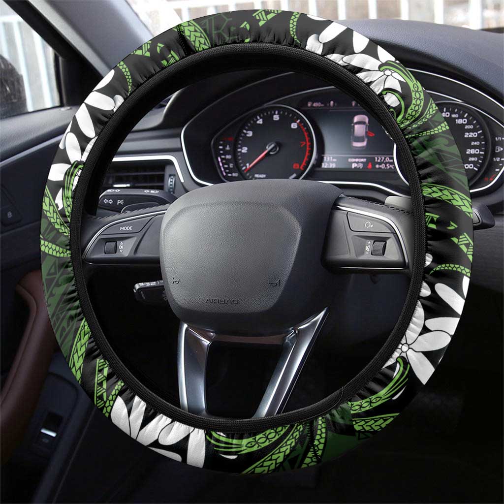 Cook Islands Palmerston Steering Wheel Cover Tiare Maori Polynesian Waves Tattoo LT14 - Polynesian Pride