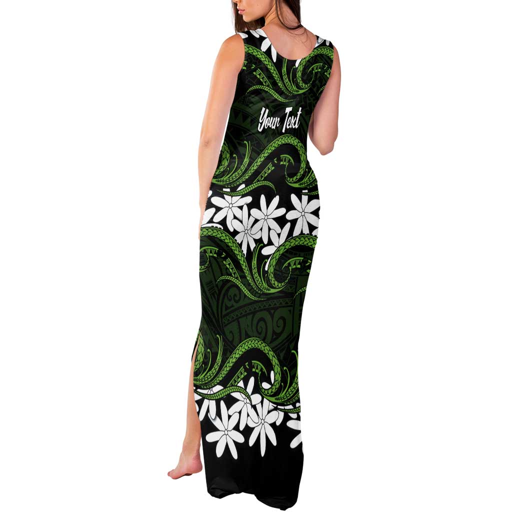 Personalised Cook Islands Palmerston Tank Maxi Dress Tiare Maori Polynesian Waves Tattoo