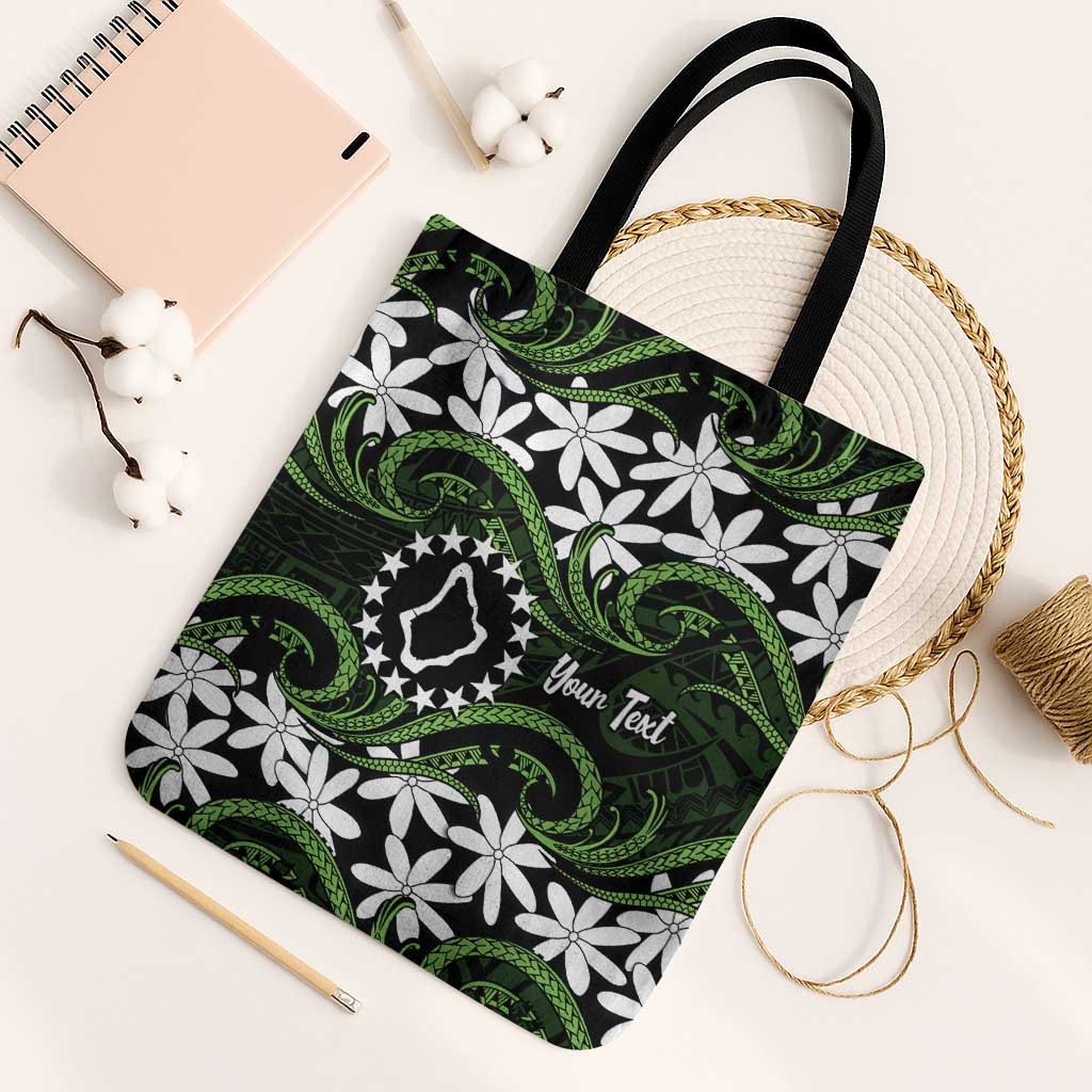 Personalised Cook Islands Palmerston Tote Bag Tiare Maori Polynesian Waves Tattoo