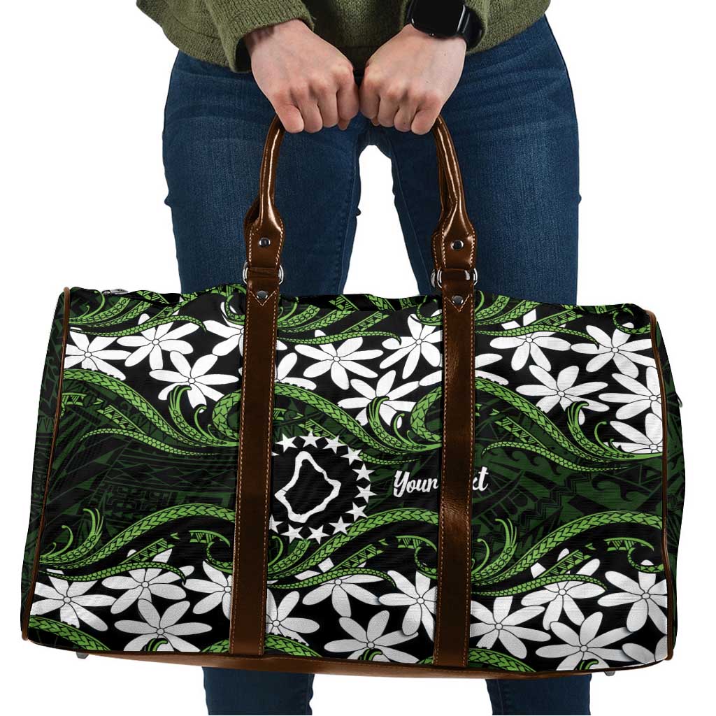 Personalised Cook Islands Palmerston Travel Bag Tiare Maori Polynesian Waves Tattoo