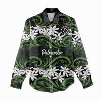 Personalised Cook Islands Palmerston Women Casual Shirt Tiare Maori Polynesian Waves Tattoo LT14 - Polynesian Pride