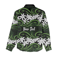 Personalised Cook Islands Palmerston Women Casual Shirt Tiare Maori Polynesian Waves Tattoo LT14 - Polynesian Pride