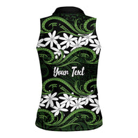 Personalised Cook Islands Palmerston Women Sleeveless Polo Shirt Tiare Maori Polynesian Waves Tattoo LT14 - Polynesian Pride