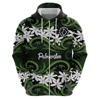 Personalised Cook Islands Palmerston Zip Hoodie Tiare Maori Polynesian Waves Tattoo