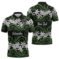 Personalised Cook Islands Palmerston Zipper Polo Shirt Tiare Maori Polynesian Waves Tattoo LT14 - Polynesian Pride