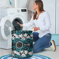 Personalised Cook Islands Penrhyn Atoll Laundry Basket Tiare Maori Polynesian Waves Tattoo