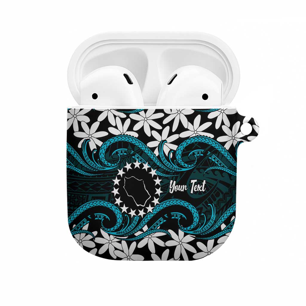 Personalised Cook Islands Penrhyn Atoll AirPods Case Tiare Maori Polynesian Waves Tattoo