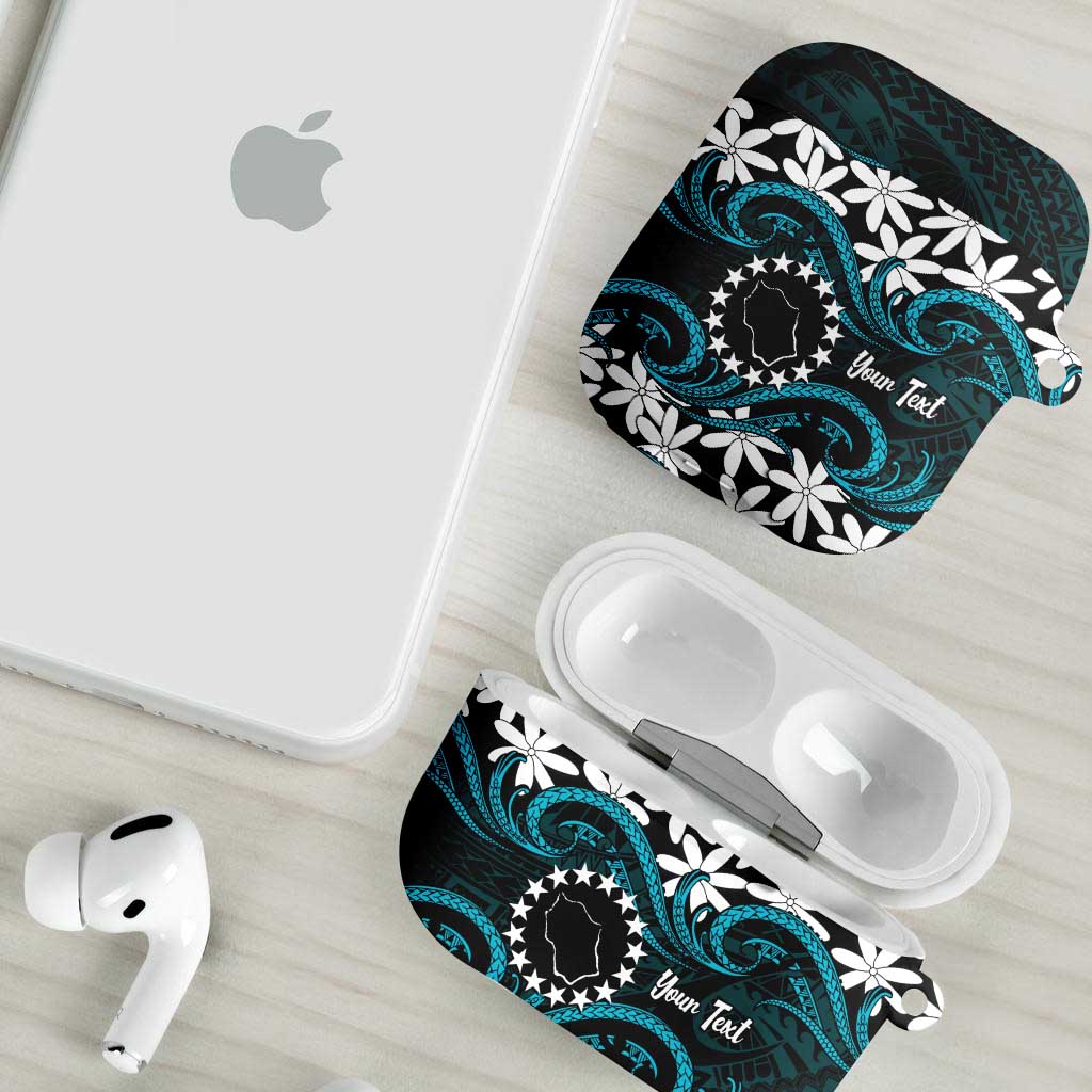 Personalised Cook Islands Penrhyn Atoll AirPods Case Tiare Maori Polynesian Waves Tattoo