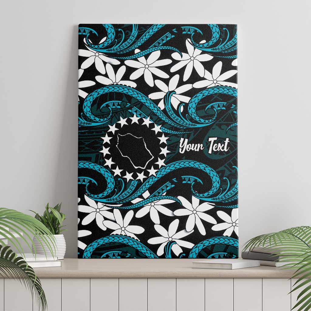 Personalised Cook Islands Penrhyn Atoll Canvas Wall Art Tiare Maori Polynesian Waves Tattoo LT14 - Polynesian Pride