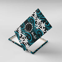 Personalised Cook Islands Penrhyn Atoll Canvas Wall Art Tiare Maori Polynesian Waves Tattoo LT14 With Frame Blue - Polynesian Pride