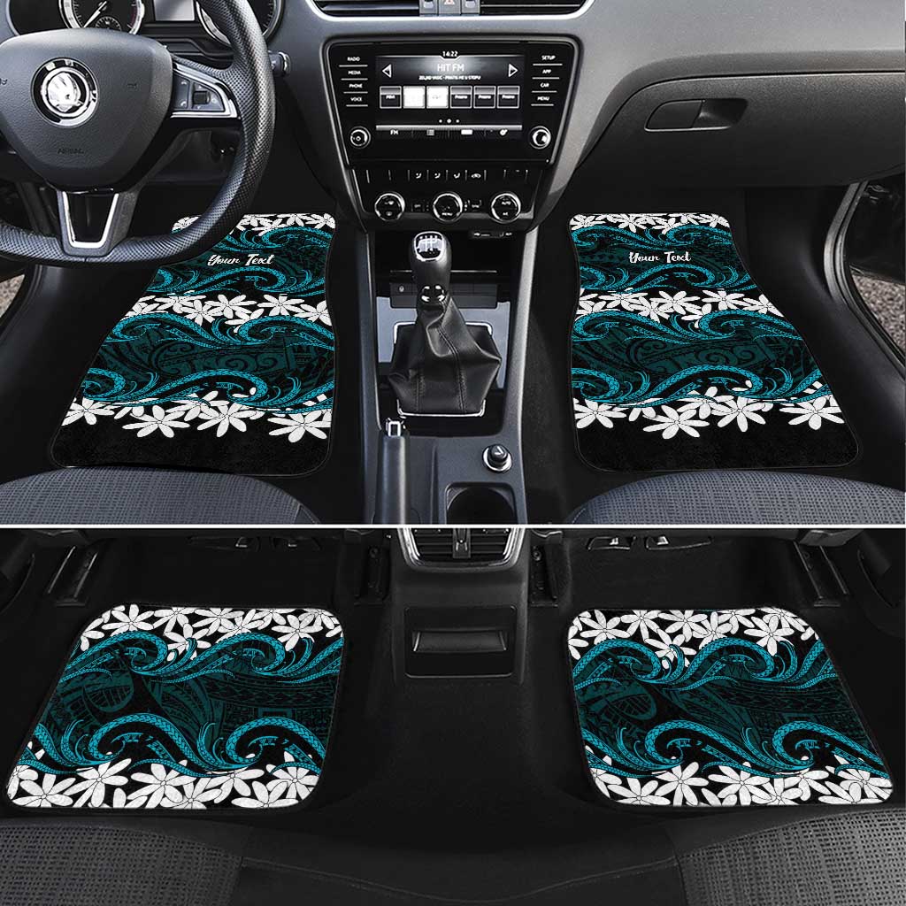Personalised Cook Islands Penrhyn Atoll Car Mats Tiare Maori Polynesian Waves Tattoo