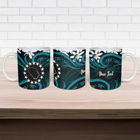 Personalised Cook Islands Penrhyn Atoll Ceramic Mug Tiare Maori Polynesian Waves Tattoo