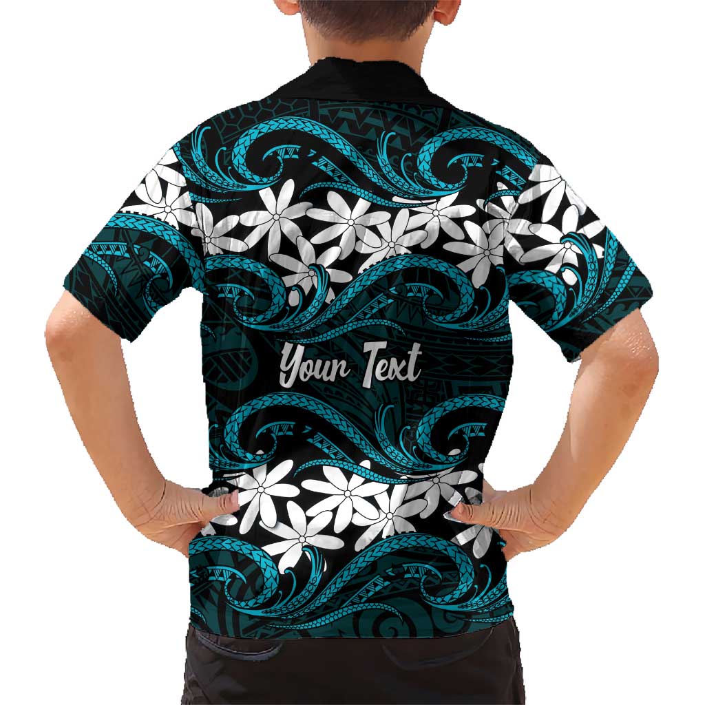 Personalised Cook Islands Penrhyn Atoll Family Matching Tank Maxi Dress and Hawaiian Shirt Tiare Maori Polynesian Waves Tattoo LT14 - Polynesian Pride