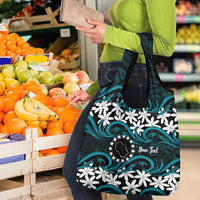 Personalised Cook Islands Penrhyn Atoll Grocery Bag Tiare Maori Polynesian Waves Tattoo