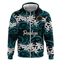 Personalised Cook Islands Penrhyn Atoll Hoodie Tiare Maori Polynesian Waves Tattoo