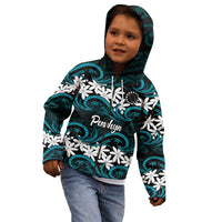 Personalised Cook Islands Penrhyn Atoll Kid Hoodie Tiare Maori Polynesian Waves Tattoo LT14 - Polynesian Pride