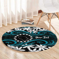 Personalised Cook Islands Penrhyn Atoll Round Carpet Tiare Maori Polynesian Waves Tattoo