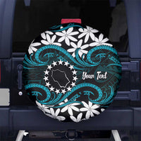 Personalised Cook Islands Penrhyn Atoll Spare Tire Cover Tiare Maori Polynesian Waves Tattoo LT14 No hole Blue - Polynesian Pride