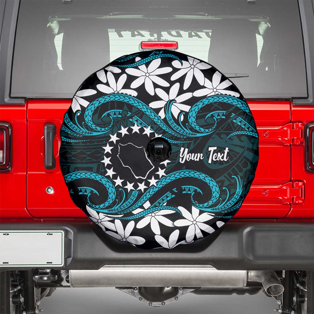 Personalised Cook Islands Penrhyn Atoll Spare Tire Cover Tiare Maori Polynesian Waves Tattoo LT14 - Polynesian Pride