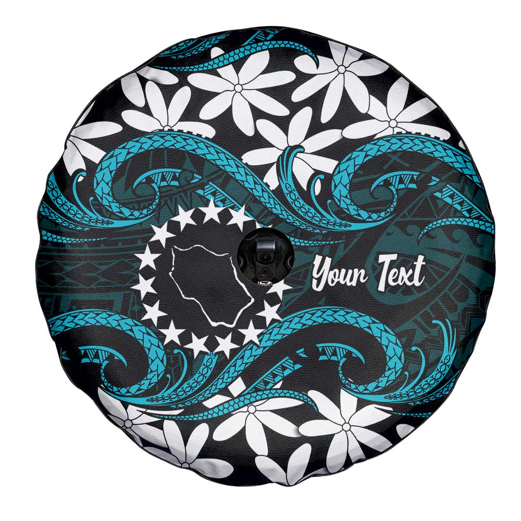 Personalised Cook Islands Penrhyn Atoll Spare Tire Cover Tiare Maori Polynesian Waves Tattoo LT14 - Polynesian Pride