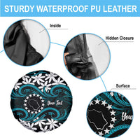Personalised Cook Islands Penrhyn Atoll Spare Tire Cover Tiare Maori Polynesian Waves Tattoo LT14 - Polynesian Pride