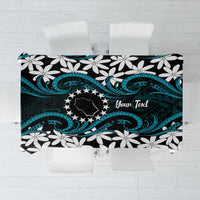 Personalised Cook Islands Penrhyn Atoll Tablecloth Tiare Maori Polynesian Waves Tattoo