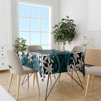 Personalised Cook Islands Penrhyn Atoll Tablecloth Tiare Maori Polynesian Waves Tattoo