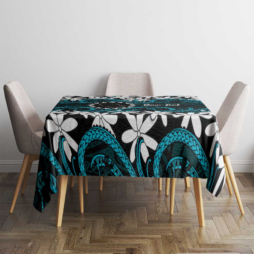 Personalised Cook Islands Penrhyn Atoll Tablecloth Tiare Maori Polynesian Waves Tattoo